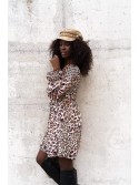 Rochie animal print bej deschis atrăgătoare 9325 - Magazin online - Boutique